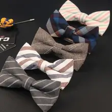 Для мужчин Торжественная одежда свадебные галстук-бабочка полиэстер хлопковой ткани в полоску в Корейском стиле лук подарочной коробке воротник цветок обувь для мужчин и женщин