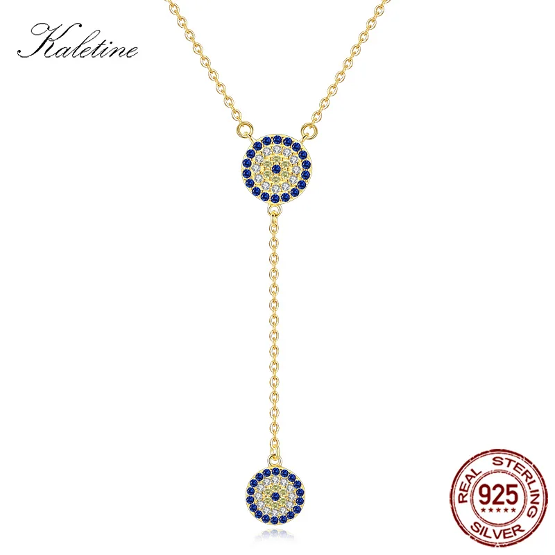 

KALETINE Lucky Evil Eye Charm Necklace for Women Sterling 925 Silver Necklaces Blue Eye with Pendant CZ Crystals Jewelry KLTN060