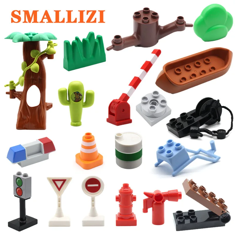 

Large Building Blocks Accessory Fire Extinguisher Tree Ferry Traffic Light Cactus Parking Railing Bricks Parts DIY Toys Gifts