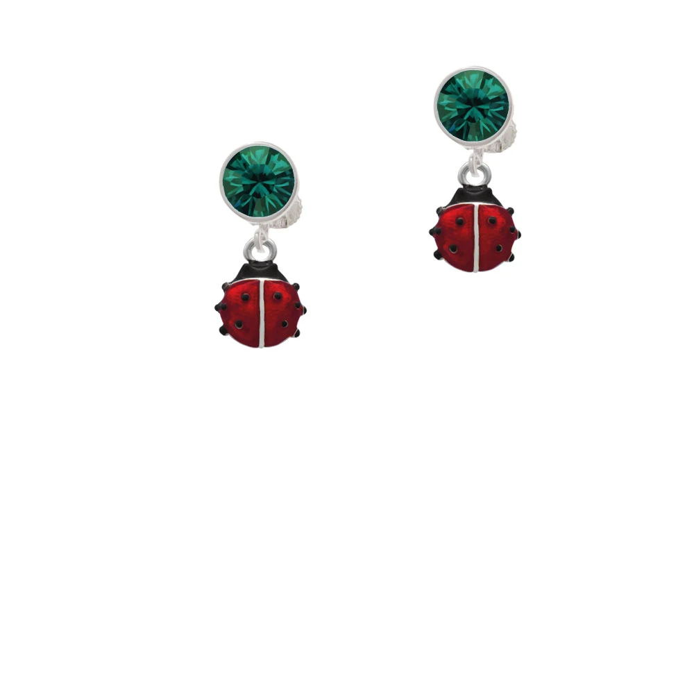 Mini Red Translucent Ladybug Crystal Clip On Earrings (5)