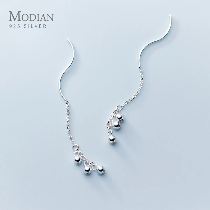 

Modian Hot Sale Real 925 Sterling Silver Swing Bell Long Tassel Drop Earrings For Women & Female Fashion Sterling Silver Jewelry