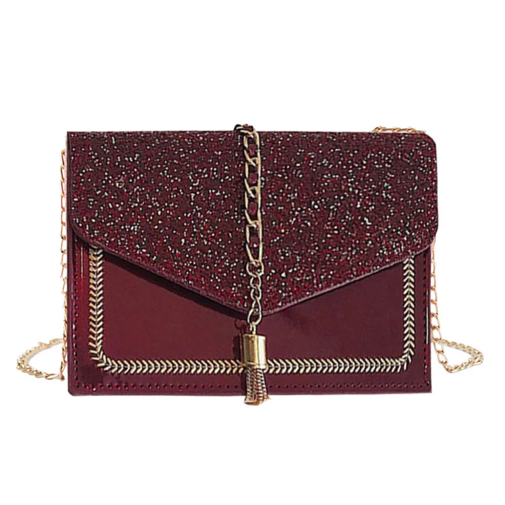 British Fashion Simple Small Square bag Women's Designer Handbag 2018 High-quality PU leather Tassel Chain Shoulder bags