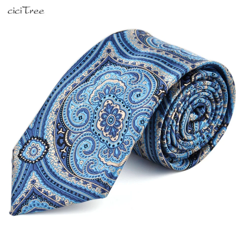 Cicitree Новая мода Для мужчин S Галстуки Пейсли 8.5 см, шелк жаккард Для мужчин галстук Gravata цветочный узкий галстук для официальных бизнес