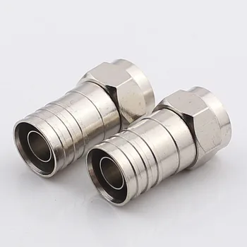 

100pcs British F Plug TV Cable Connector Ferrules 75-5F Copper Jack Waterproof Double-shielded Wire Crimp -5 Inch