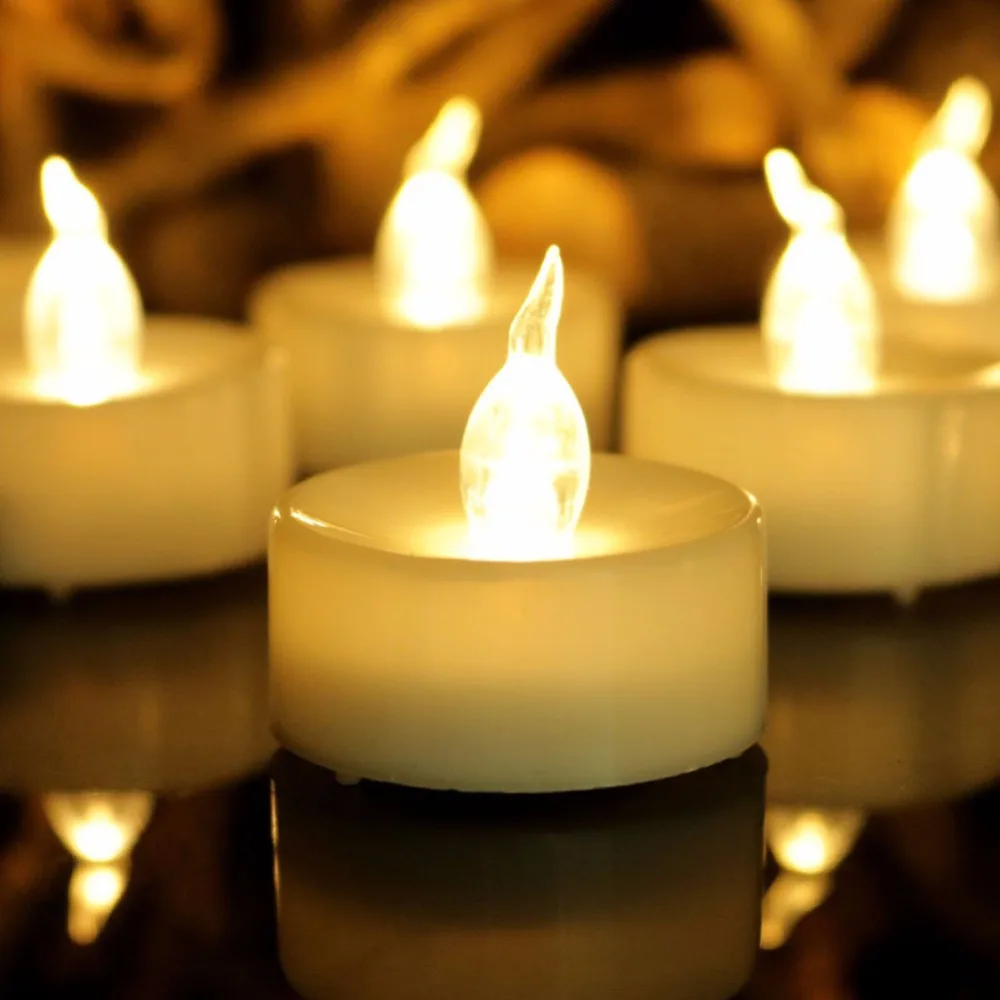 Pack Of 12 Timer Warm White Flameless Led Candle Light Yellow Warm White Flameless Led Candle Light