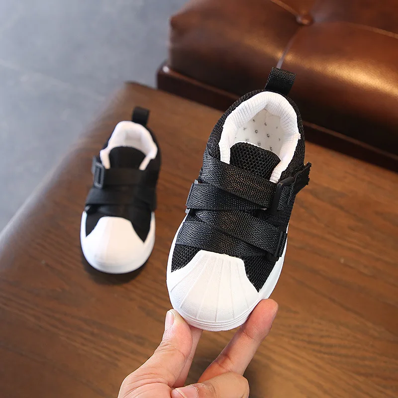 أزياء قذيفة تو الأطفال أحذية الأولاد طفل صغير مخطط رياضية الفتيات 2018 الربيع الخريف عارضة شبكة الاطفال أحذية رياضية B07171