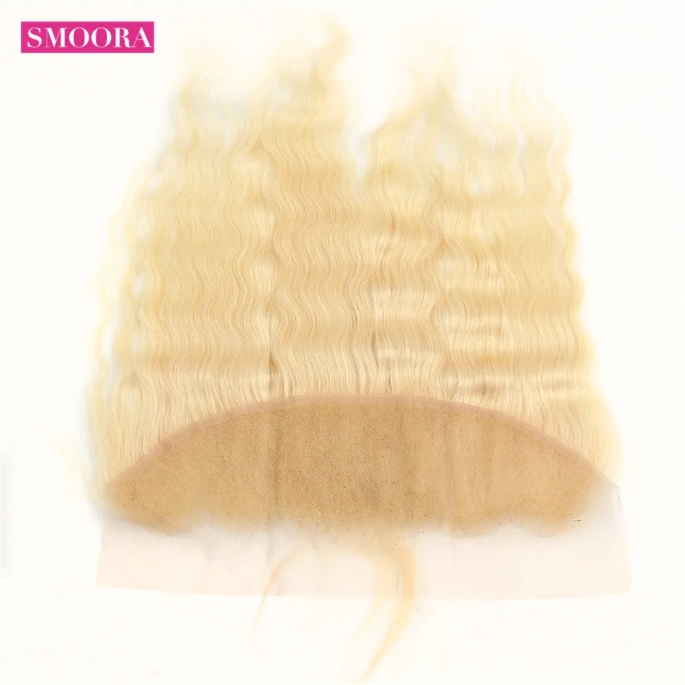 Smoora Brazilian Human Hair 613 Blonde Lace Frontal Closure 13x4 Free Part Remy Deep Wave Blonde Lace Frontal 130% Bleached Knot