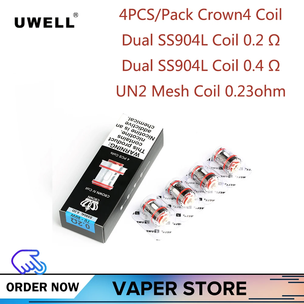 Оригинальная катушка Uwell Crown 4 12 шт. двойная SS904L 0 2 Ом UN2 23 Корона вейп бак
