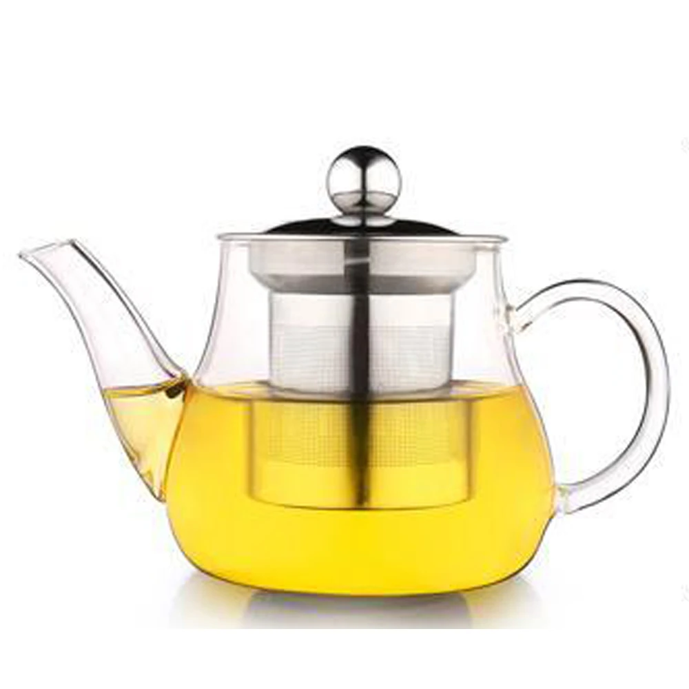 PINDEFANG 400ml Blooming Tea Loose Leaf Tea Heatable Glass Teapot with