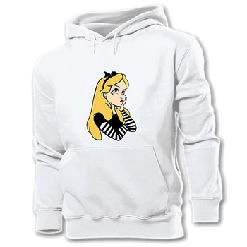 

Punk Alice In Wonderland Princess Cute White RAbbit Cheshire Cat Funny Mouse Women's Pattern Hoodie Sweatshirt Hooded Pullover