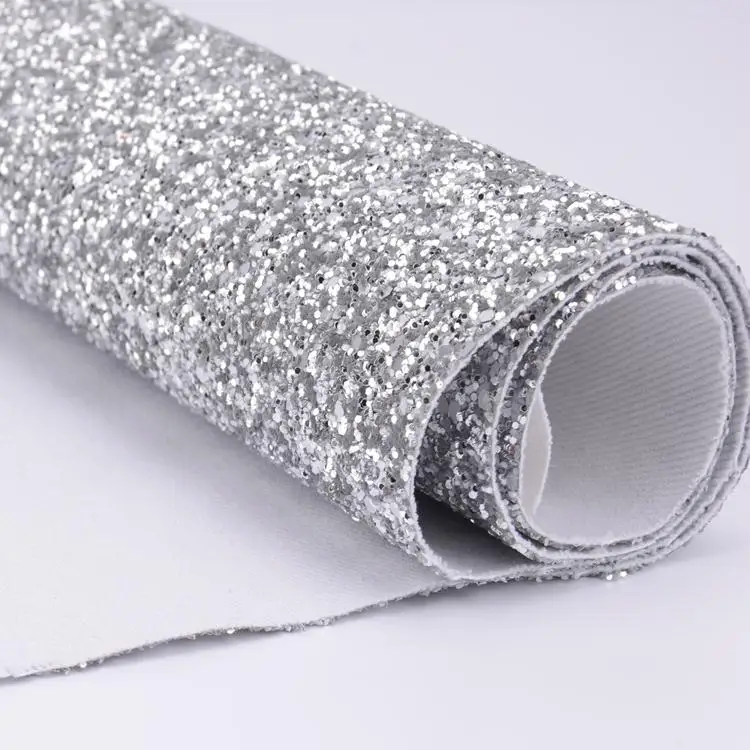 Higher quality Grade 3 Silver Glitter Fabric ,Chuncky Glitter Wallpaper