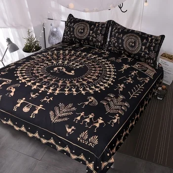 

Egyptian Black and Gold Bedding 3PCS Ancient Duvet Cover Set