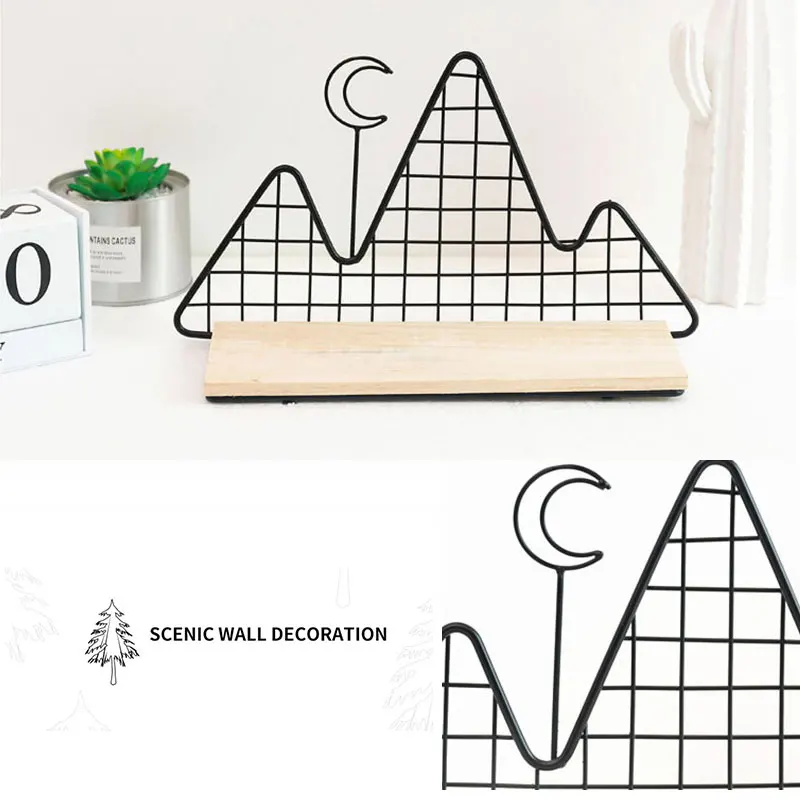 Железная Геометрическая полка в скандинавском стиле для гостиной, стеллаж для хранения мелочей, настенный Декор для детской комнаты в горной форме
