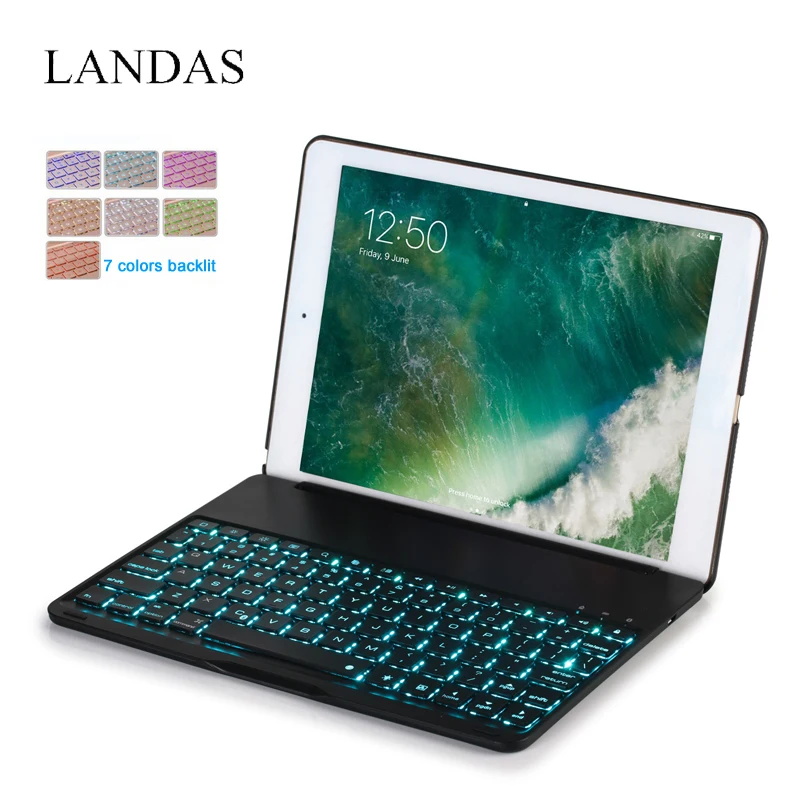 Landas Backlit Keyboard For iPad Air 2 Case Cover Wireless Keyboard Bluetooth For iPad Air 2 Keyboard For iPad 6 A1566 A1567