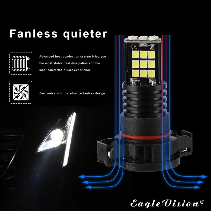 WUPP противотумансветильник 2 шт. H16 5202 3030 24 SMD светодиодные передние фары Вт 6000K