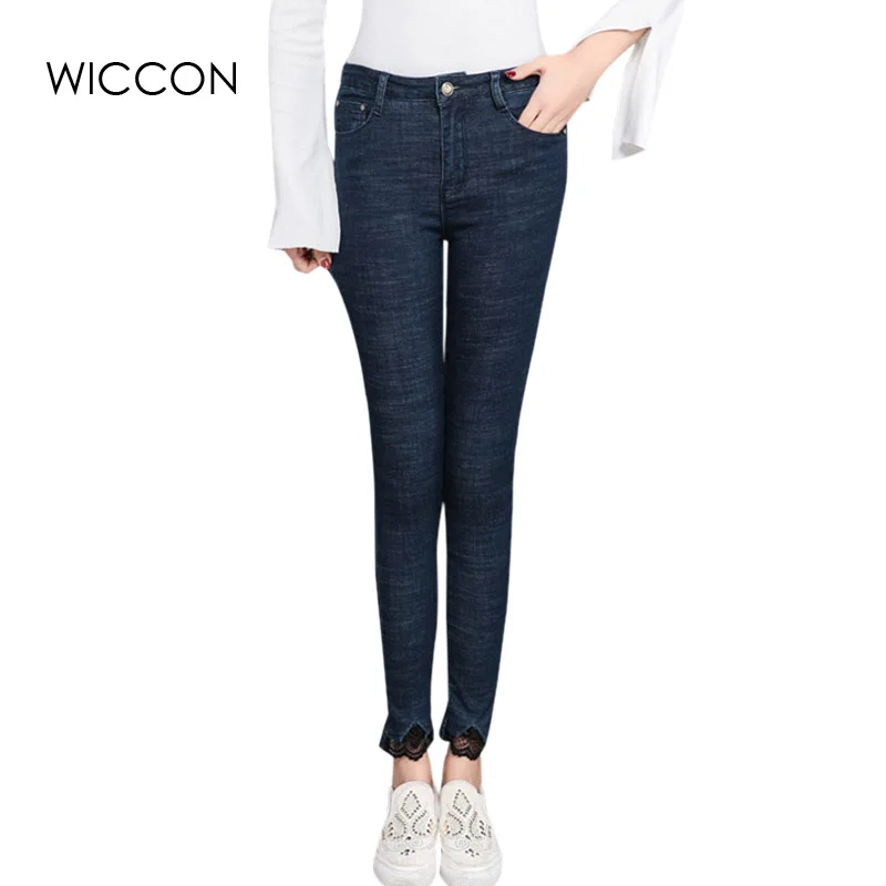 WICCON Spring New High Waist Large Size Jeans Female
