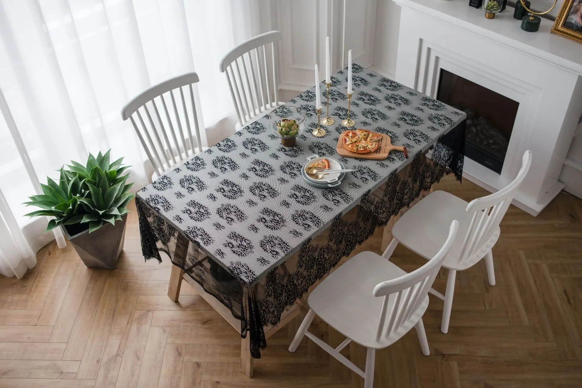 Full Lace Rectangular Table Cover American Country Table Cloth