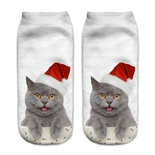 Новые рождественские женские носки 3D модные носки с принтом кота повседневные милые низкие носки до лодыжки антибактериальные носки Soxs Популярные Meias Chausset