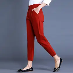 Высокое качество Женские официальные офисные рабочие брюки красный черный деловой костюм Брюки Плюс Размер Женская одежда 4xl женские OL