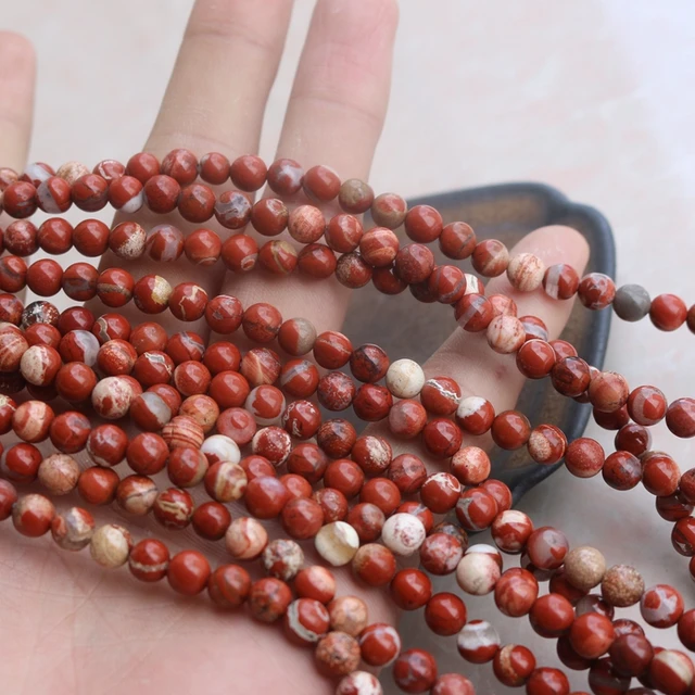STENYA Red Gem Natural Stone Round Beads Choker Necklace Charms
