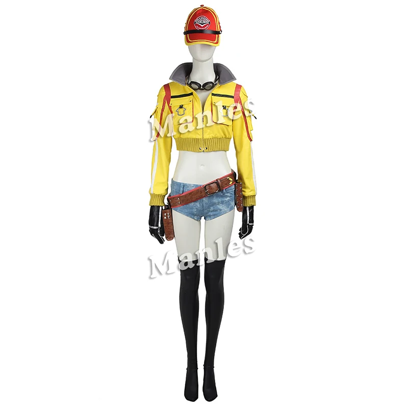 

Final Fantasy XV Cindy Aurum Cosplay Costume Female Mechanic Jacket Shorts Holster Gloves Halloween Uniforms Women Custom Made