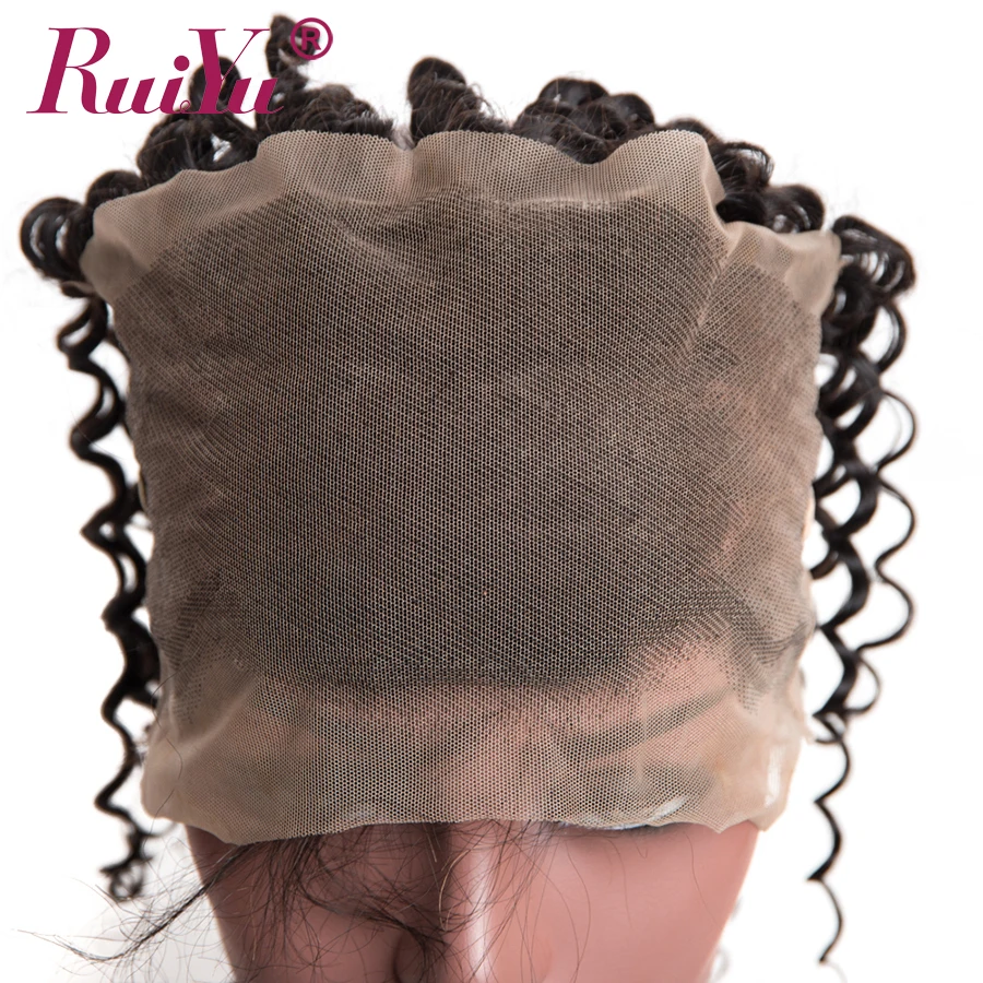 RUIYU Deep Wave 360 Lace Frontal Closure Natural Hairline Brazilian Remy Human Hair Swiss Lace Closure With Baby Hair #1B Color