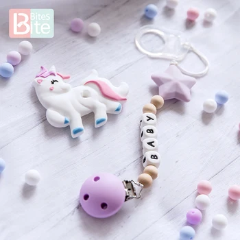 Bite Bites Baby Silicone Teether Personalized Name Animal Pacifier Clips Chain Pendant Food Grade Perle Silicone Beads Teething personalized name baby teether silicone pacifier clips holder infant teething toys baby shower gift food grade silicone