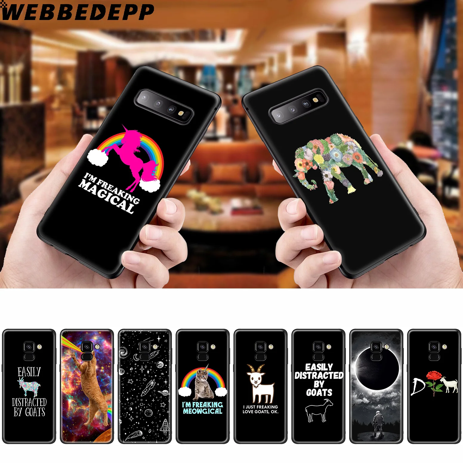 WEBBEDEPP козы Кот пространство мяу силиконовый чехол для Samsung Galaxy A3 A5 A6 A7 A8 A9 A10 A20 A30 A40