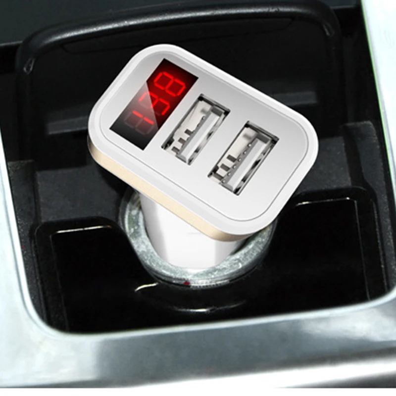 GEUMXL напряжение светодиодный дисплей двойной Переходник USB для зарядки в машине