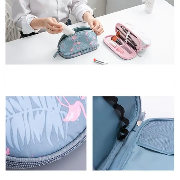 Portable Makeup Bag Brush Organizer Printed Zipper Travel Toiletry Case Cosmetic Bags for Women CD88
