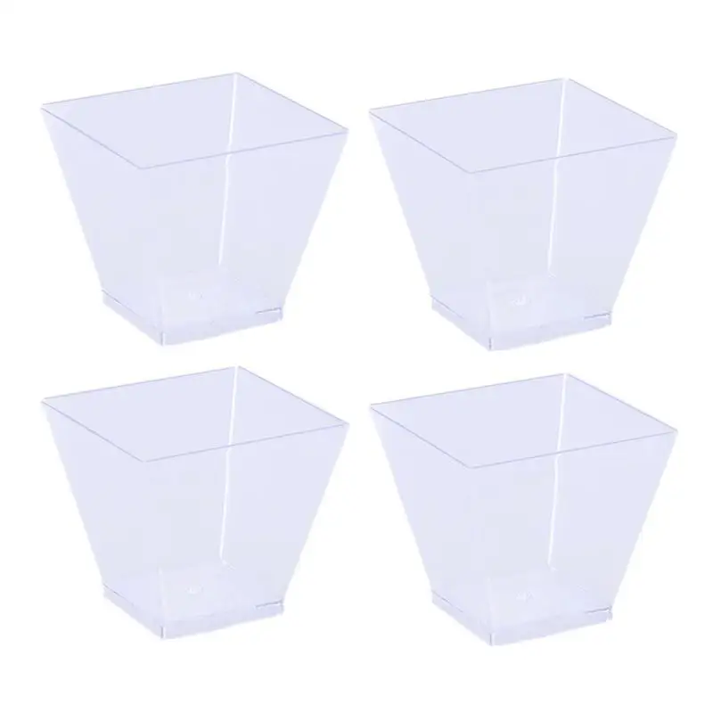 

20pcs 60ml Disposable Plastic Mousse Cup Thickened Transparent Container Trapezoidal Cup for Jelly Yogurt Dessert