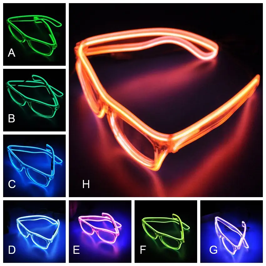 Светодиодный светильник, блестящие очки для Хэллоуина, El Wire, люминесцентные очки, светящиеся, подчеркивающие индивидуальность, мигающие, декор для рождественской вечеринки