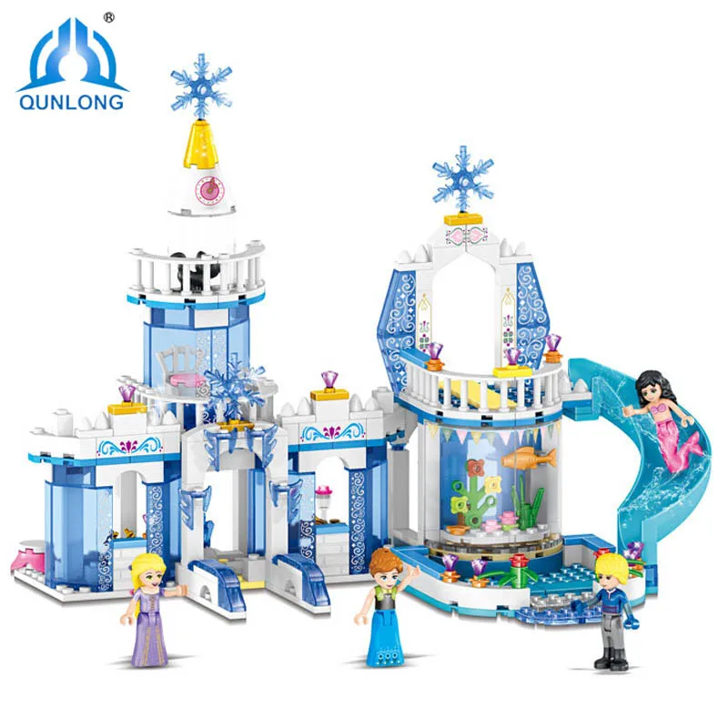 

Qunlong 2in1 344pcs Dream Snow Princess Elsa Ice Castle Princess Anna Set Model Building Blocks Gifts Toys