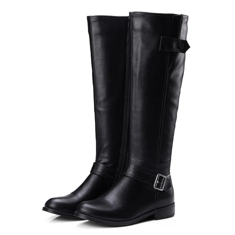 New Women Leather Knee High Hot Selling Female Leisure Tall Boots Autumn Winter Solid Color Thick Heel High Warm Boots Botas New Women Leather Knee High Hot Selling Female Leisure Tall Boots Autumn Winter Solid Color Thick Heel High Warm Boots Botas