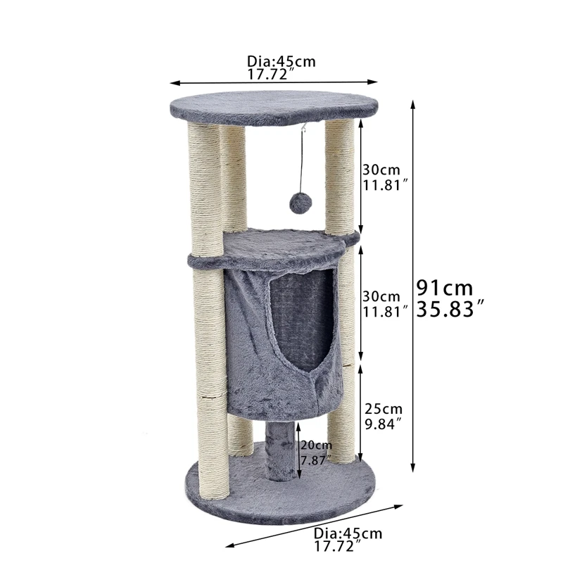 H91cm игрушка для кошек скалолазание мебель с игровым шариком Кошка Когтеточка дерево для кошки многофункциональная цилиндрическая домашняя питомец