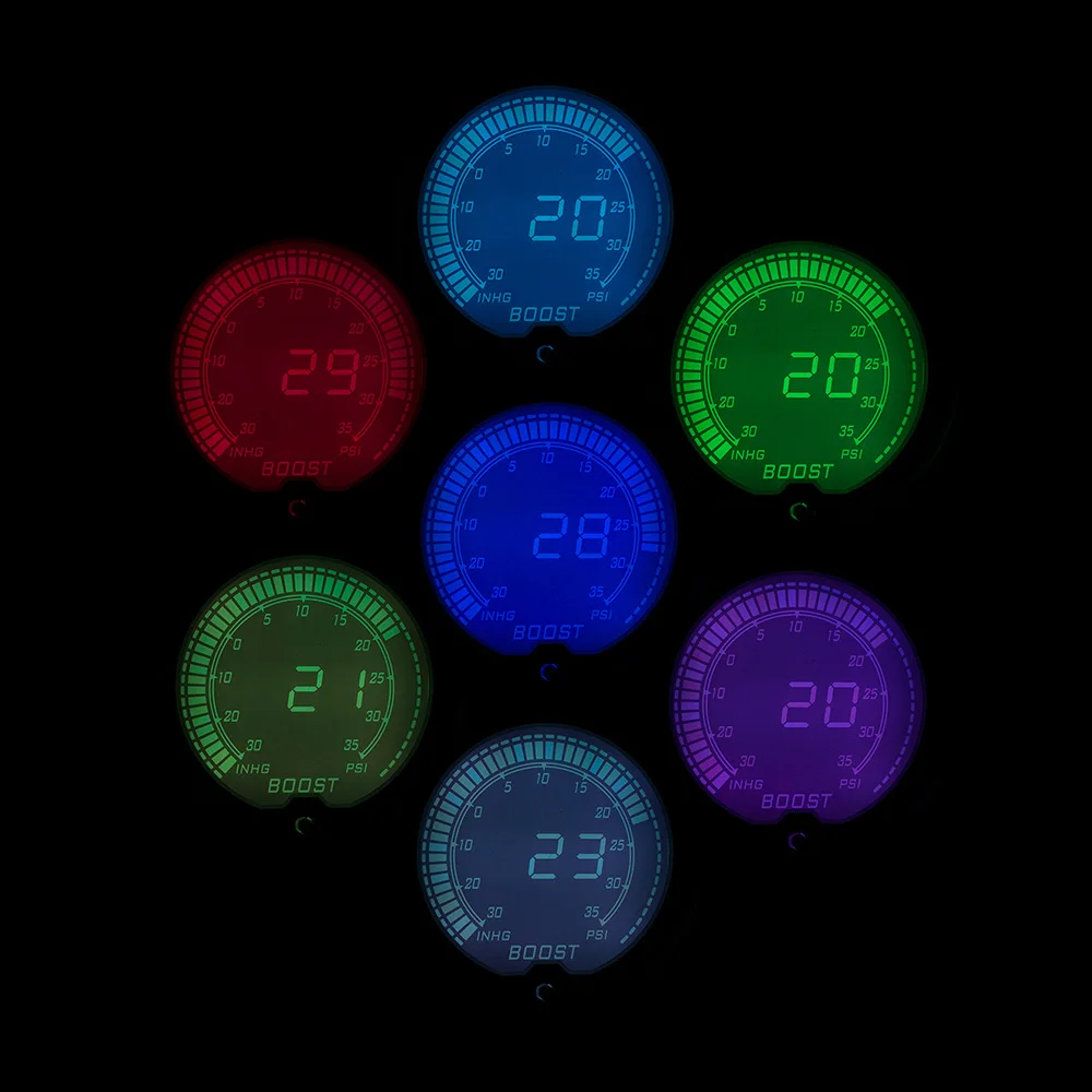 ﻿Buy Boost gauge 2"(52mm) EVO LCD 7 Colors Boost Turbo gauge PSI auto gauge car meter Pressure