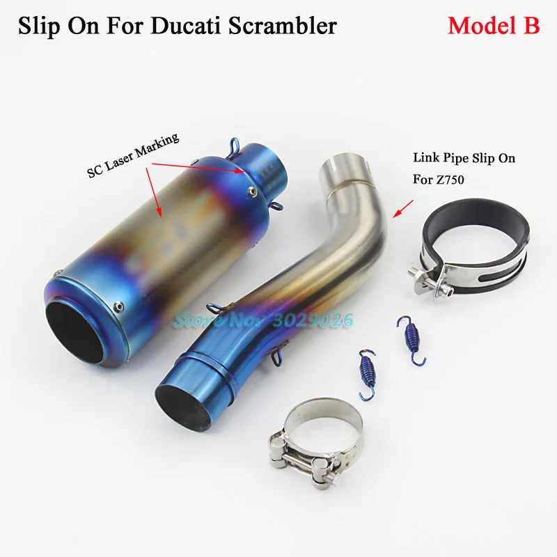 Blue Exhaust Set Slip On For Ducati Scrambler Motorcycle Modified