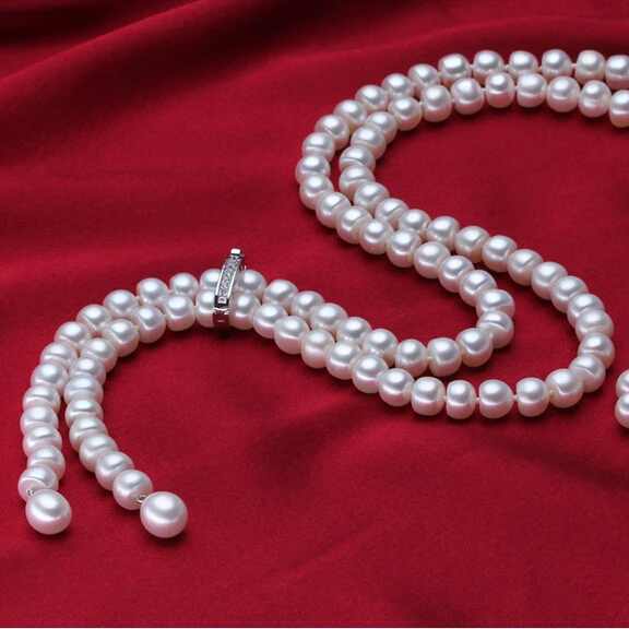 Мода zhboruini, длинное жемчужное ожерелье, натуральный пресноводный жемчуг, 925 пробы, Серебряное ювелирное изделие для женщин, массивное ожерелье, подарок