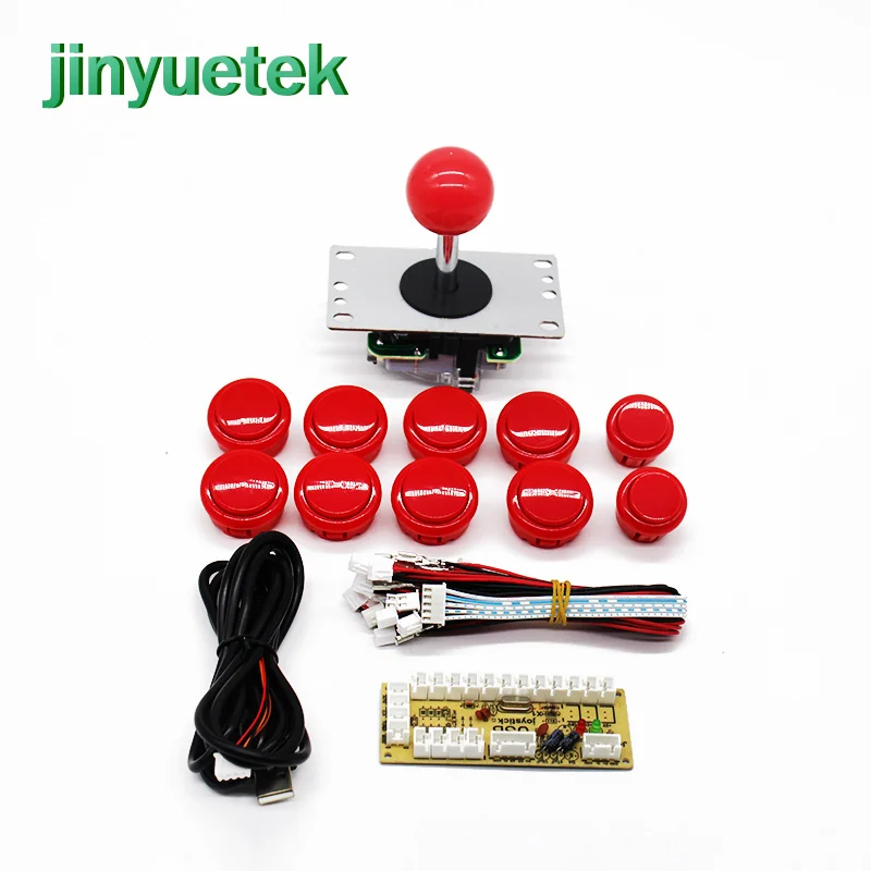  One Joystick Kit Arcade Zero Delay USB Encoder To PC Raspberry pi 5Pin Joystick + 10 Push Buttons