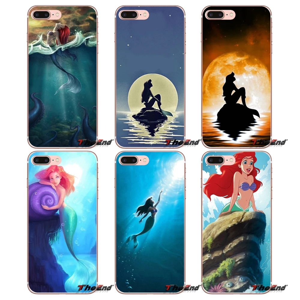 

For iPhone X 4 4S 5 5S 5C SE 6 6S 7 8 Plus Samsung Galaxy J1 J3 J5 J7 A3 A5 2016 2017 Ariel Sea Princess little Mermaid TPU Case