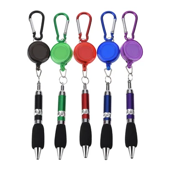 

5 pcs Retractable badge reel belt clip and carabiner pen