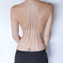 2016 nueva moda Sexy telón de fondo de la perla collar de cadena del cuerpo de la cadena del cuerpo joyería Beach vestido sin espalda boda accesorios