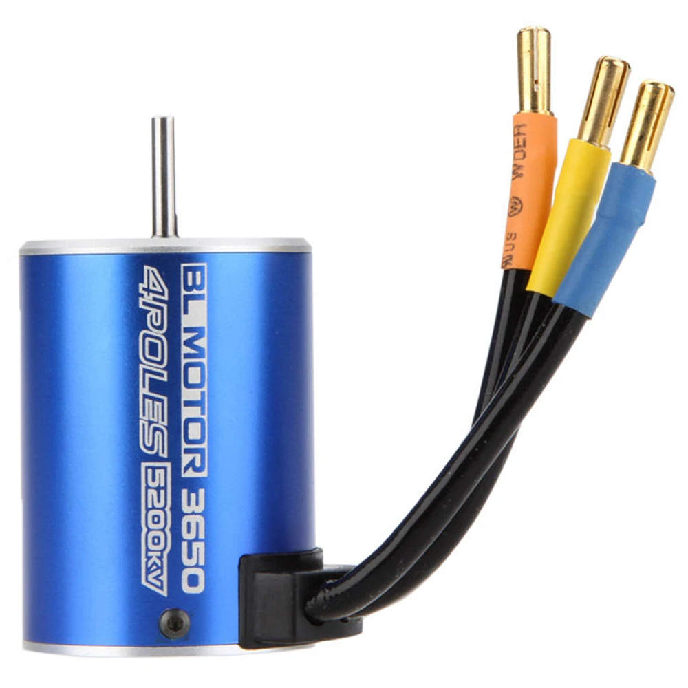 

3650 4Poles 5200KV Brushless Motor for 1/10 RC Car Boat Blue