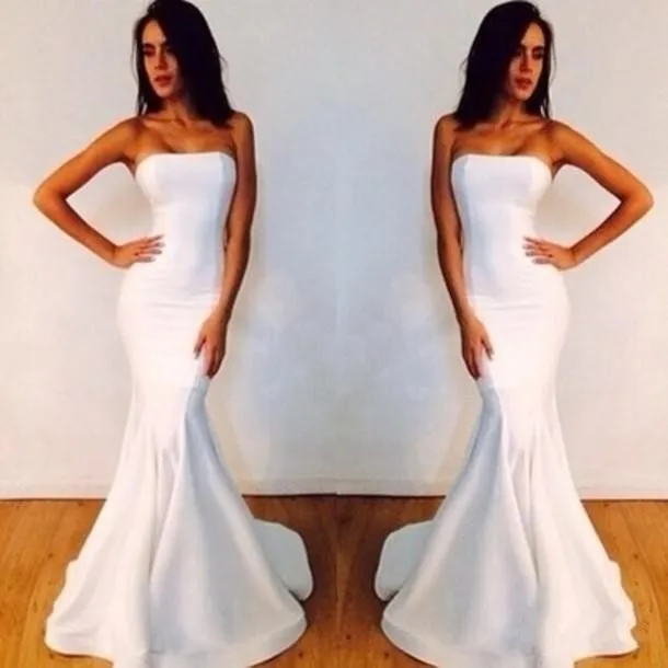 2017 white strapless prom