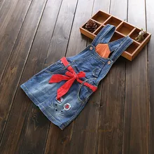 Nouvelle Arrivée Bébé Filles Denim Robe Filles Caractère Robe Avec Ceinture Filles Jarretelles Denim robe Enfants Ceintures Robe