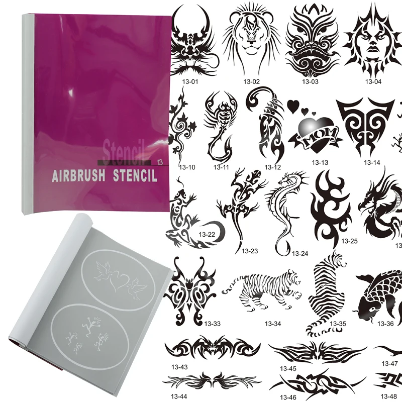 OPHIR 52 Patterns Airbrush Temporary Tattoo Stencils Set for