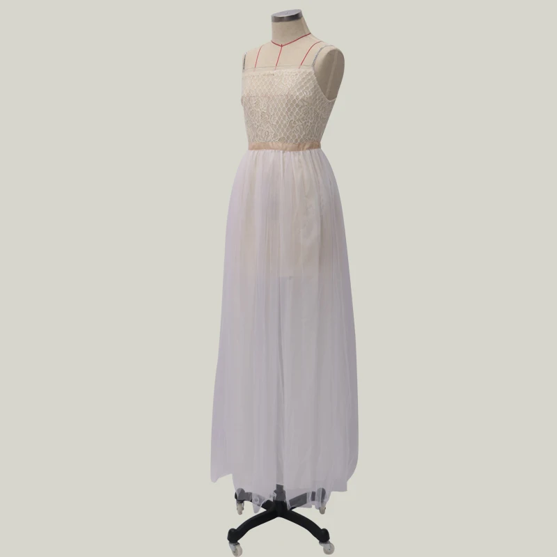 

Summer Elegant Dress Women For Wedding Sexy Open Back Big Pendulum Sling Sleeveless Dressed Lace Tulle