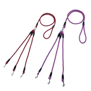 

3 Way Couplers Pet Walking Lead 140cm Long Nylon Braided Rope Dog Leash For 3 Dogs HG99