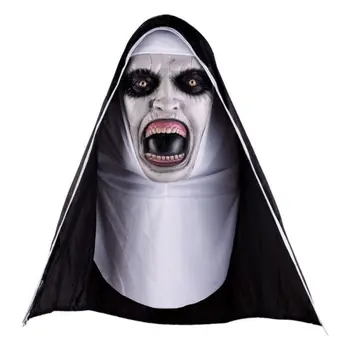 

Halloween Horror Cosplay Prank Props Latex Nun Mask Full Face Covered With Headscarf For Adults And Children