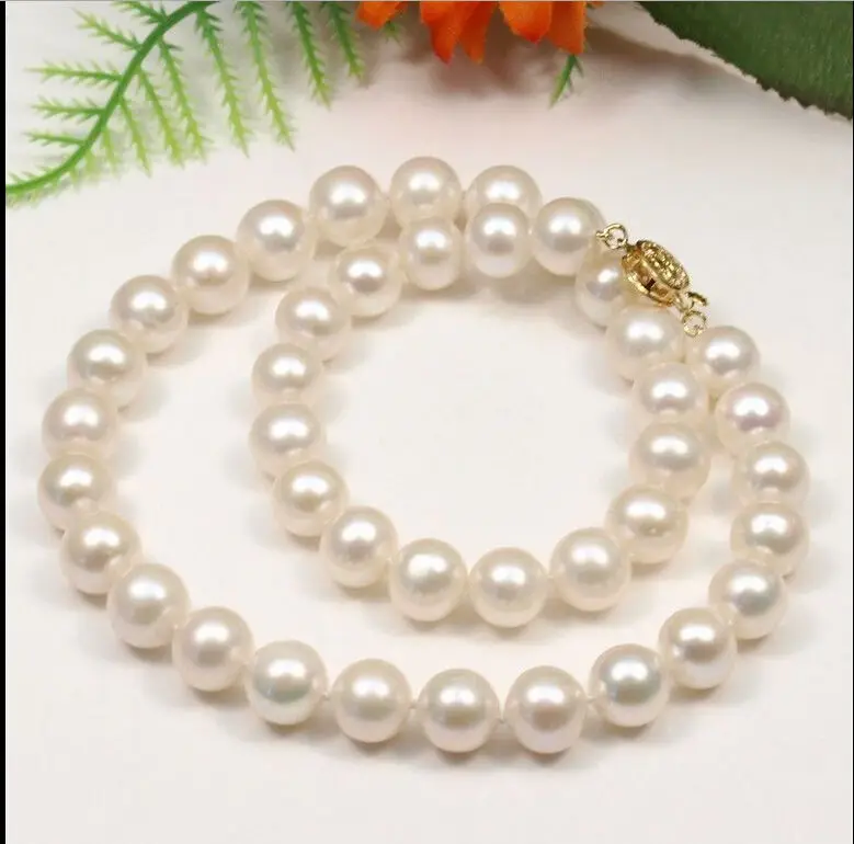 

HUGE + 10-11MM NATURAL WHITE SOUTH SEA PEARL NECKLACE 18INCH 14K t